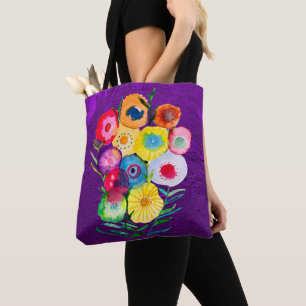Lila, blumengeschmückte Blume Tasche