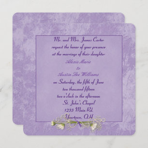 Lila blumengeschmückte Hochzeitseinladung Einladung