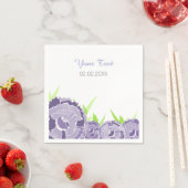 lila, blumengeschmückte personalisierte Hochzeitsn Serviette (Beispiel)