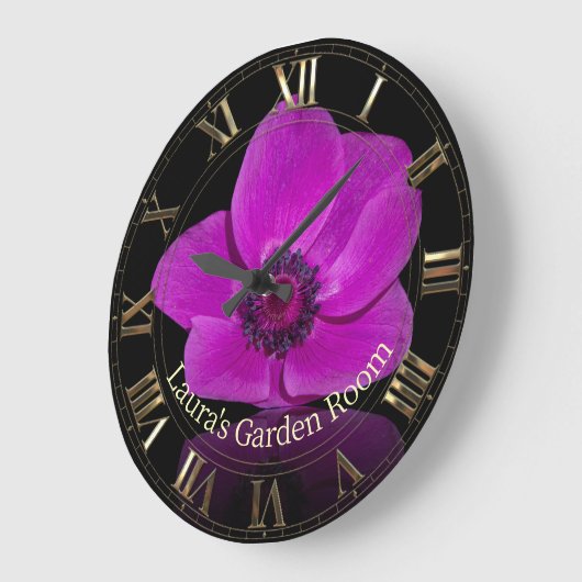 Lila, blumengeschmückter cooler Garten Große Wanduhr (Winkel)