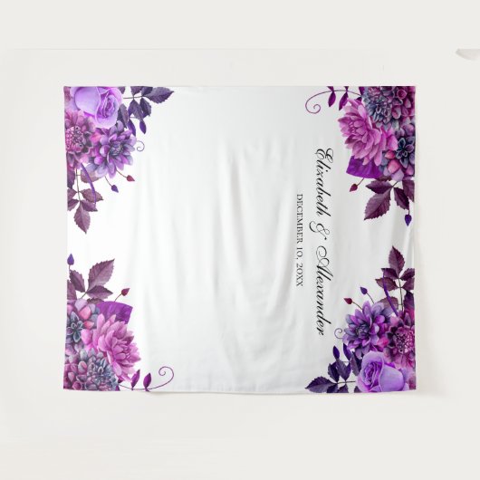 Lila blumengeschmückter Foto-Stand Wandteppich (Vorderseite (Horizontal))