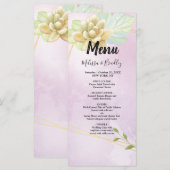 lila, blumengeschmücktes Hochzeitsmenü Programm (Vorne/Hinten)