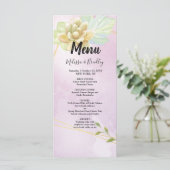 lila, blumengeschmücktes Hochzeitsmenü Programm (Stehend Vorderseite)