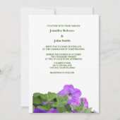 Lila Blumengeschoss Grüne Violette Blume Hochzeit Einladung (Vorderseite)