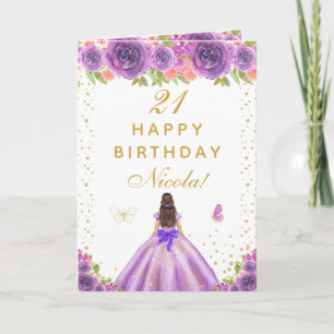 Lila Blumengesteckter Geburtstag für ein Mädchen m Karte