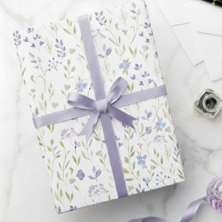 Lila Blumengewacktes Geschenkpapier