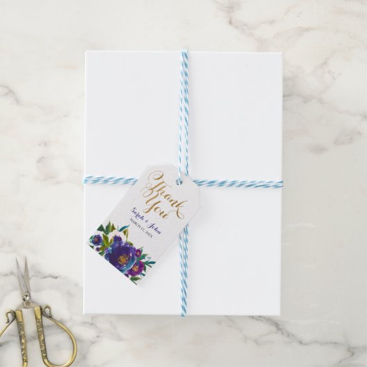 Lila Blumengiftmarken Geschenkanhänger (Mit Garn)