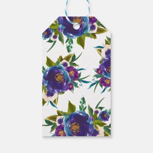 Lila Blumengiftmarken Geschenkanhänger (Rückseite)