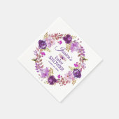 Lila Blumengold Glitzer Babyduschpapier Serviette (Ecke)