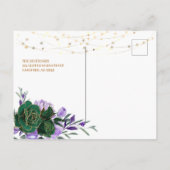 Lila Blumengoldquinceañera Einladung Postkarte (Rückseite)