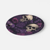 Lila Blumengoth Skull Halloween Pappteller (Schrägansicht)