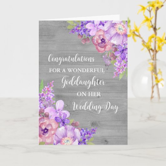 Lila Blumengottstochter Hochzeitstag Karte (Gelbe Blume)