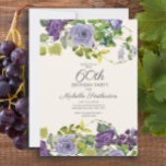 Lila Blumengrün-Blätter 60. Geburtstag Einladung<br><div class="desc">Lila Aquarellblüten und grüne Blätter auf dem botanischen Elfenbeingarten 60. Geburtstagsfeier. Kontaktieren Sie uns für Hilfe bei der Anpassung oder der Anpassung von Produkten.</div>