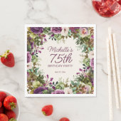 Lila Blumengrün-Blätter 75. Geburtstag Serviette (Beispiel)
