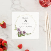 Lila Blumengrün Elegant Hochzeit Napkins Serviette (Beispiel)