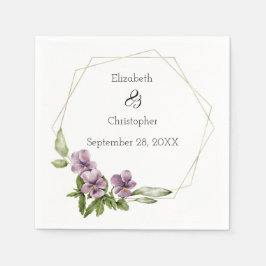 Lila Blumengrün Elegant Hochzeit Napkins Serviette