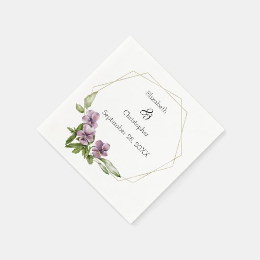 Lila Blumengrün Elegant Hochzeit Napkins Serviette (Ecke)