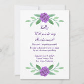 Lila Blumengrün Foliage Bridesmaid Card Einladung (Vorderseite)