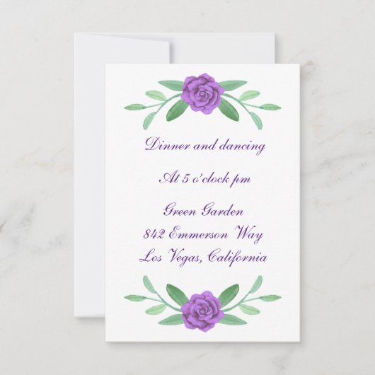 Lila Blumengrün Foliage Hochzeitsempfehlung RSVP Karte (Vorderseite)