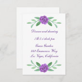 Lila Blumengrün Foliage Hochzeitsempfehlung RSVP Karte (Vorne/Hinten)