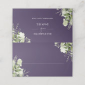 Lila Blumengrün geklappt Platzkarte (Außenseite Aufgefaltet)