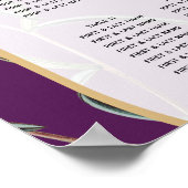 Lila Blumengrün Gold Hochzeitskarte Poster (Ecke)