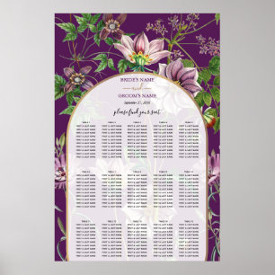 Lila Blumengrün Gold Hochzeitskarte Poster