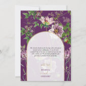 Lila Blumengrün Goldmedaille Hochzeit Dankeskarte (Rückseite)