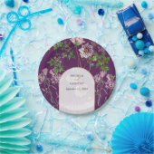 Lila Blumengrün Goldmedaille Hochzeit Pappteller (Party)