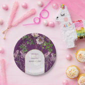 Lila Blumengrün Goldmedaille Hochzeit Pappteller (Party)