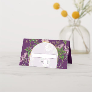 Lila Blumengrün Goldmedaille Hochzeit Platzkarte