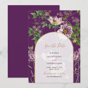 Lila Blumengrün Goldmedaille Hochzeit Save The Date