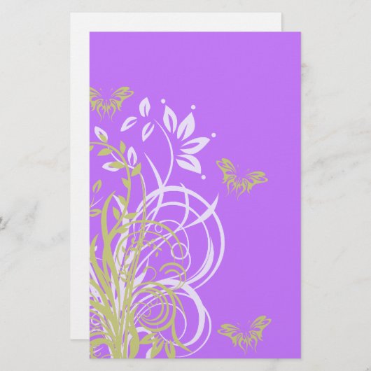 Lila Blumenhandbuch Briefpapier (Vorne/Hinten)