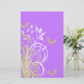 Lila Blumenhandbuch Briefpapier (Stehend Vorderseite)