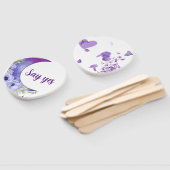 Lila Blumenhandfan - Paddel "Say Yes" Fächer (Non-assembled)