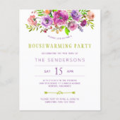 Lila Blumenhaus Party Einladung (Vorderseite)