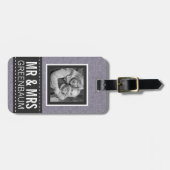 Lila Blumenherr und Frau Personalized Foto Gepäckanhänger (Vorderseite horizontal)