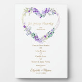 Lila Blumenherz bei einer Hochzeit in Erinnerung Fotoplatte (Vorderseite)