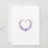 Lila Blumenherz Brautparty Einladung (Rückseite)