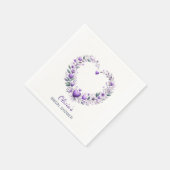 Lila Blumenherz Brautparty Serviette (Ecke)