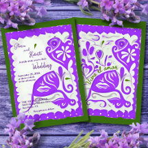 Lila Blumenherz Papel Picado Mexikanische Hochzeit