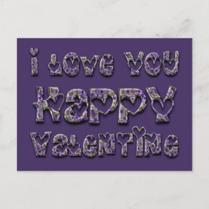 Lila Blumenherzertypografie Valentine Liebe Feiertagspostkarte
