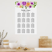 Lila Blumenhochzeit 16 Tafelsitzkarten Poster (Küche)