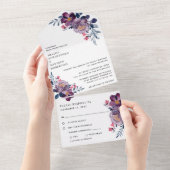 Lila Blumenhochzeit All In One Einladung (Abreißen)