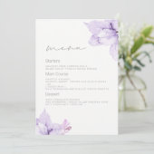 Lila Blumenhochzeit Atemberaubende Hochzeit Menükarte (Stehend Vorderseite)