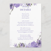 Lila Blumenhochzeit Begleitkarte (Rückseite)