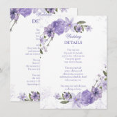 Lila Blumenhochzeit Begleitkarte (Vorne/Hinten)