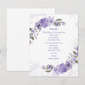 Lila Blumenhochzeit Begleitkarte (Vorne/Hinten)