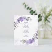 Lila Blumenhochzeit Begleitkarte (Stehend Vorderseite)