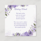 Lila Blumenhochzeit Begleitkarte (Rückseite)